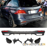 Heckdiffusor + DoppelAuspuff Schwarz Glanz für Mercedes GLE W166 AMG Line 2015-2018